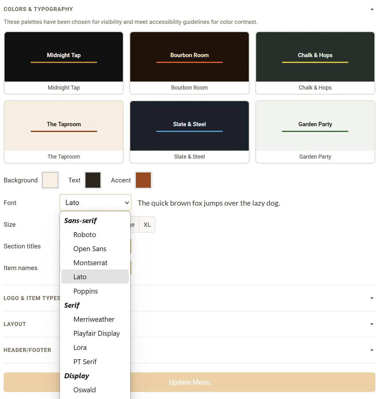 Choose colors and fonts
