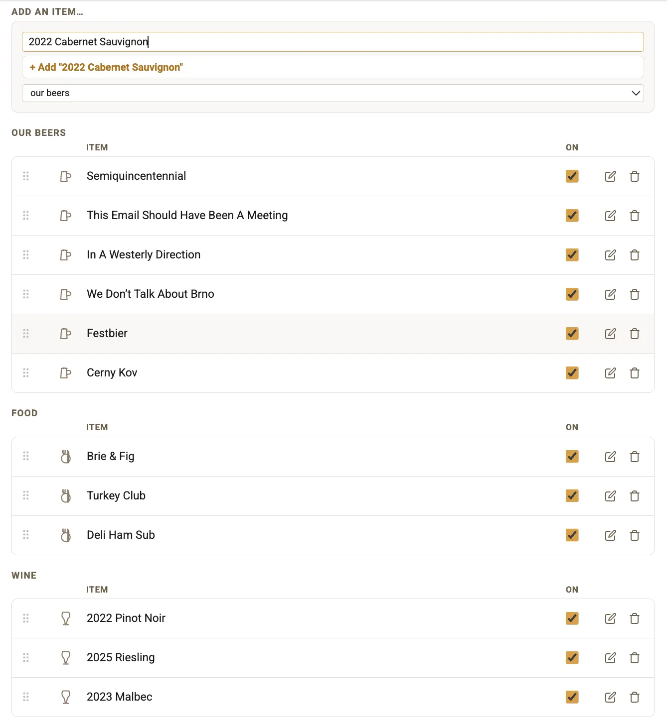 Manage Menus